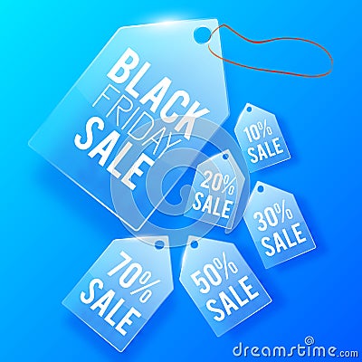 Sale Glass Price Tags Design Concept Vector Illustration