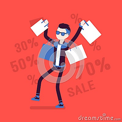 Sale for happy boy Vector Illustration