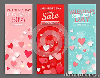 Sale header for Happy Valentines Day celebration. Vector Illustration