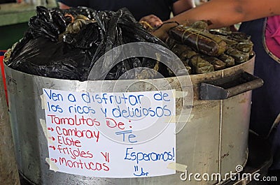 Traditional Honduras food hot tamales on the pot Stock Photo