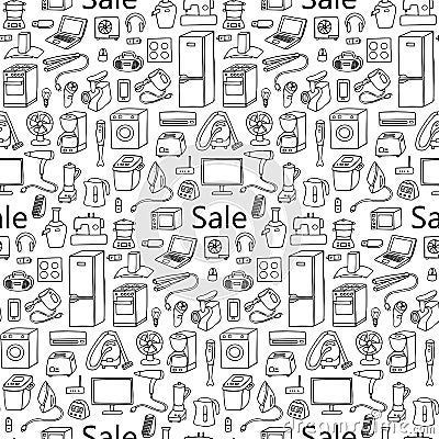 Sale household appliances seamless pattern Vector Illustration