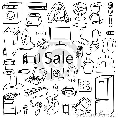 Sale household set Vector Illustration