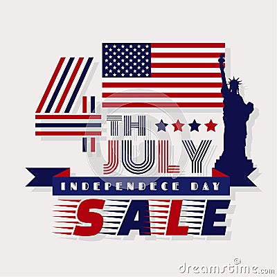 sale. Independence day design over white background, vector illustration Vector Illustration