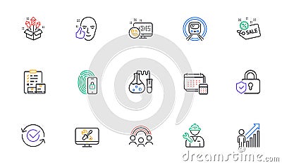 Sale, Inventory checklist and Metro subway line icons for website, printing. For design. Vector Stock Photo