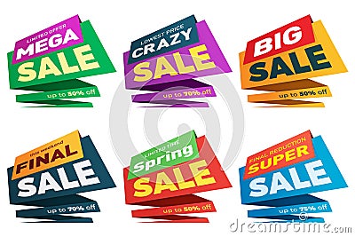 Sale label price tag banner badge template sticker design. Vector Illustration