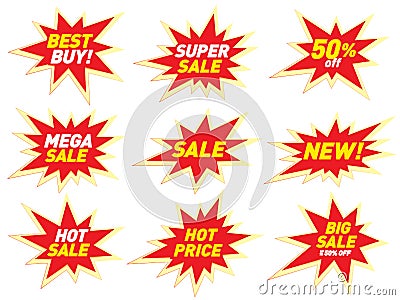 Sale label price tag banner star badge template sticker design. Vector Illustration