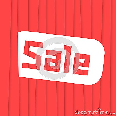 Sale label with red stripes Vector Illustration