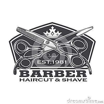 Barber Shop Hair Salon Hair Stylist Vintage logo Luxury Pomade Retro Royal Vector Vector Illustration