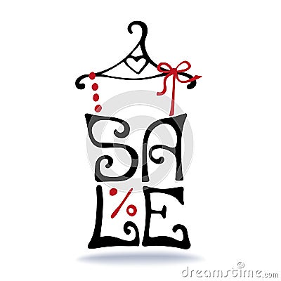 Sale lettering.Shirt on hanger.Typographic design Vector Illustration