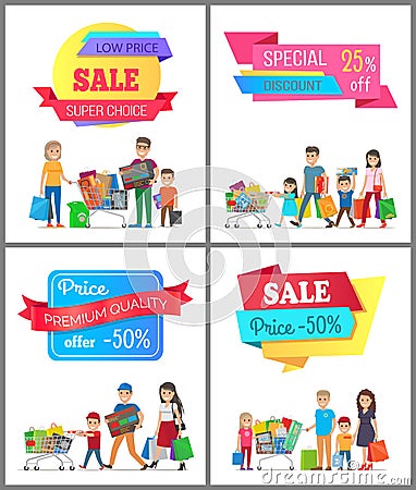 Sale Low Price Special Discount Super Choice Card Vector Illustration