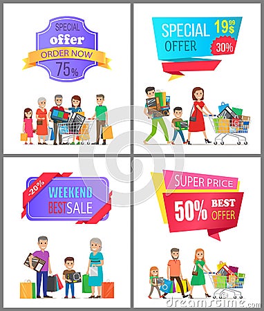 Sale Low Price Special Discount Super Choice Card Vector Illustration