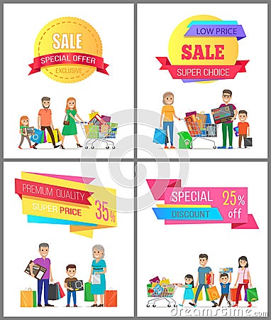 Sale Low Price Special Discount Super Choice Card Vector Illustration