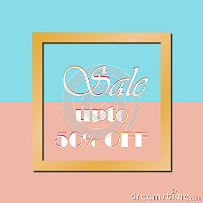 Sale message announcement pink green white Vector Illustration