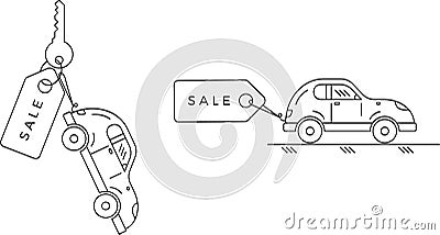 Sale of new and used automobiles.Car with sale label. Stock Photo