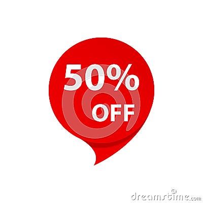 Sale 50% OFF discount sticker icon vector Red tag discount offer price label for graphic design, logo, web site, social media, Vector Illustration