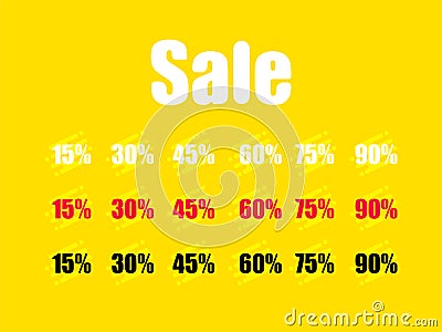 Sale percents. Diffrent sale percents set. Modern sale baner. Limited offer. Template with sale. Vector graphic. Discount banner Vector Illustration