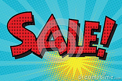 Sale pop art retro comic book lettering Vector Illustration