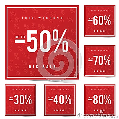 Sale poster this weekend in red illustration Vector Illustration