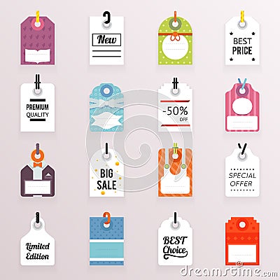 Sale Price Labels Icons Set Text Tag Symbol Template Vector Illustration Vector Illustration