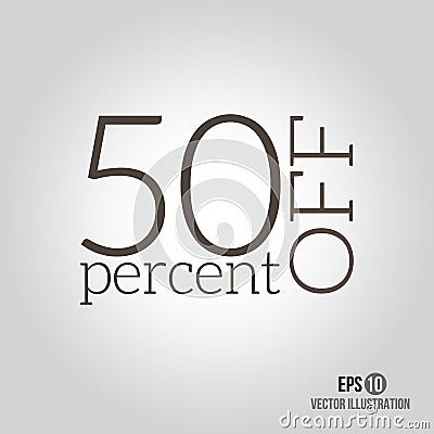 50% sale. Price off icon with 50 percent discount. Vector Illustration