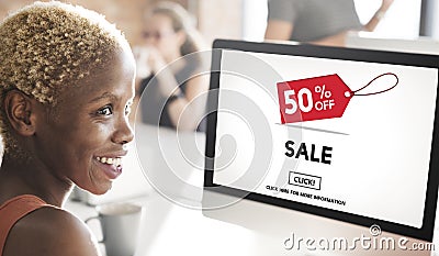 Sale Price Tag Promotion Discount Homepage Concept Stock Photo