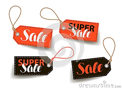 Sale, price tag. Shopping, trade, cheap label. Lettering vector illustration Vector Illustration