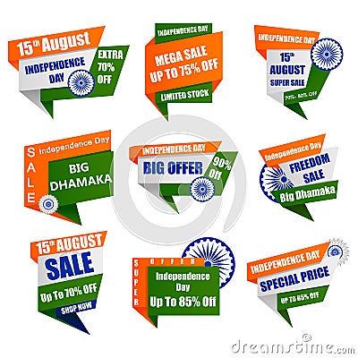 Sale Promotion and Advertisement for 15th August Happy Independence Day of India Vector Illustration