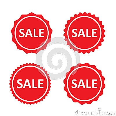 Sale red stamps, label, badges or stickers. Marketing labels set. Vector set. Vector Illustration