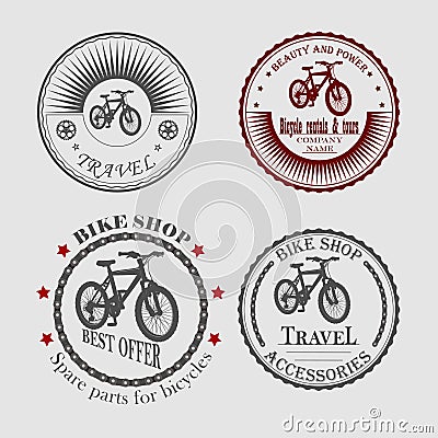 sale and rental of bicycles for travel Vector Illustration