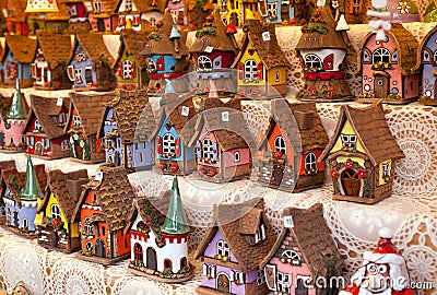 Sale of reproductions of small houses typical German. Stock Photo