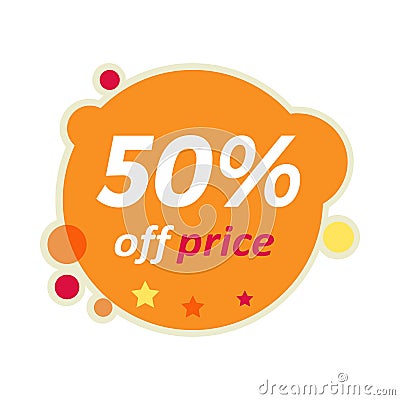 Sale Round Banner. 50 Percent Off Price Discount Vector Illustration