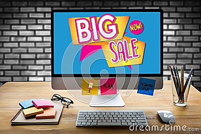 SALE and Sale Discount Promotion Deduction Man Planning , sale n Stock Photo