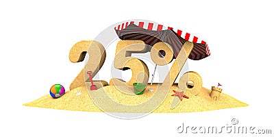 Sale season - 25% - the digits of sand Cartoon Illustration