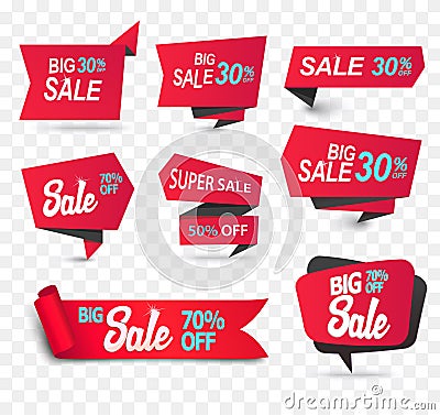 Sale shop product tag, label or sale poster, realistic paper discount banner Vector Illustration