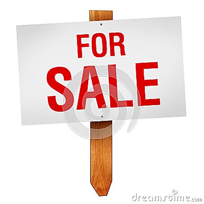 For Sale sign isolated on white background Stock Photo