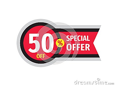 Sale special offer concept banner design. Discount 50% off creative sticker. Abstract geometric poster. Special offer logo. Vector Illustration