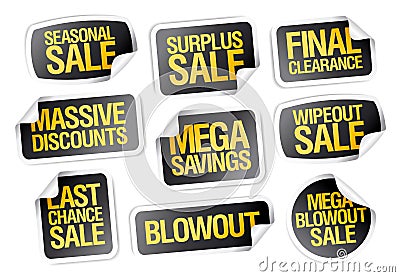 Sale stickers set - seasonal sale, final clearance Vector Illustration