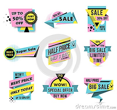 Sale and super offer sticker set Vector Illustration