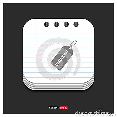 Sale tag icon Gray icon on Notepad Style template Vector EPS 10 Vector Illustration