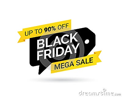 Sale tag. Mega Sale. Black Friday. Design element for sale banners, posters, cards. Special offer on Black Friday. Vector Vector Illustration