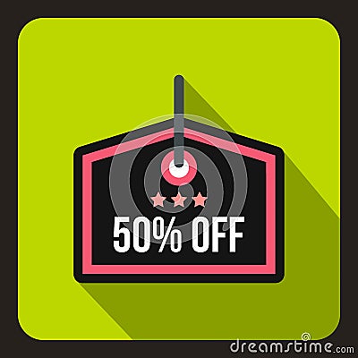 Sale tag 50 percent off icon, flat style Vector Illustration