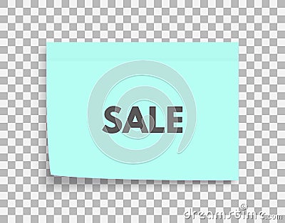 Sale tag. Promotion coupon design for shopping. Post note paper sheet. Sticky sticker. Vector office memo template. Vector Illustration