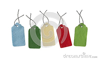 Sale tage. Set of color gift tags isolated on white background. Stock Photo