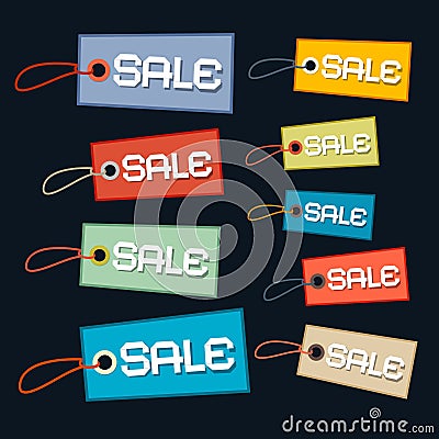 Sale Tags - Labels Set with Strings Vector Illustration