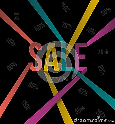 SALE text color ribbon style. Vector Illustration