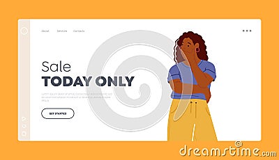Sale Today Only Landing Page Template. Doubtful Female Character, Woman Think on Offer or Making Choice, Search Solution Vector Illustration