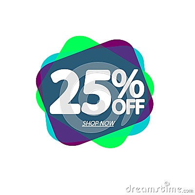 Sale 25% off, bubble banner design template, discount tag, app icon, end of season, vector illustration Vector Illustration