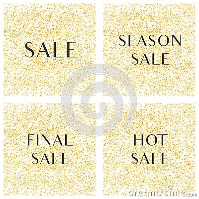 Sale vector sign set on golden background Vector Illustration