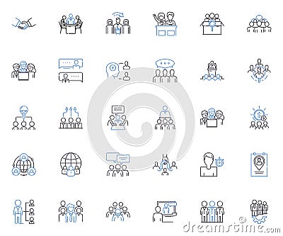 Sales associates line icons collection. Customer service, Salesmanship, Negotiation, Relationship-building Vector Illustration