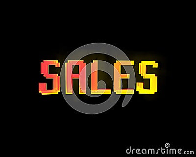 Sales banner with techno effect in yellow and red color Stock Photo